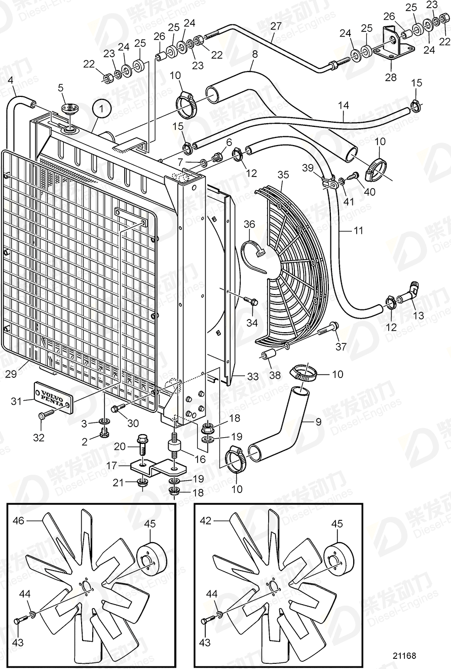 VOLVO Fan shroud 3829665 Drawing